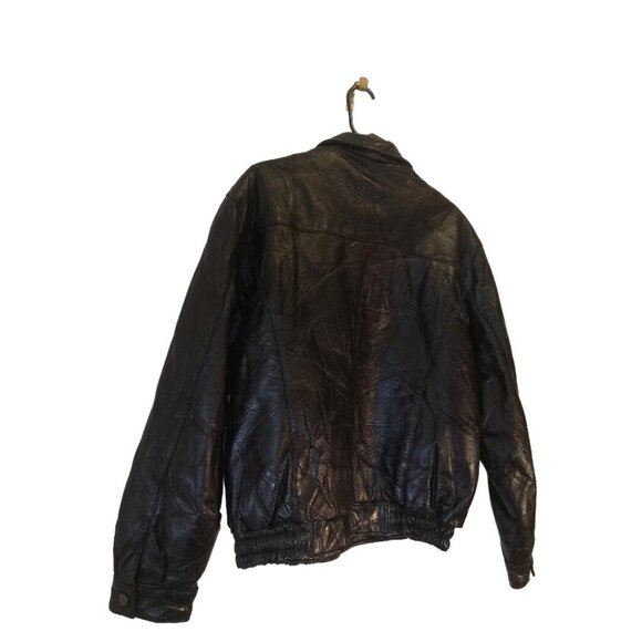 Legacy Leather Jacket Mens Sz Large Black Patchwork Design Zip Up Has Flaws VTG - Picture 4 of 8